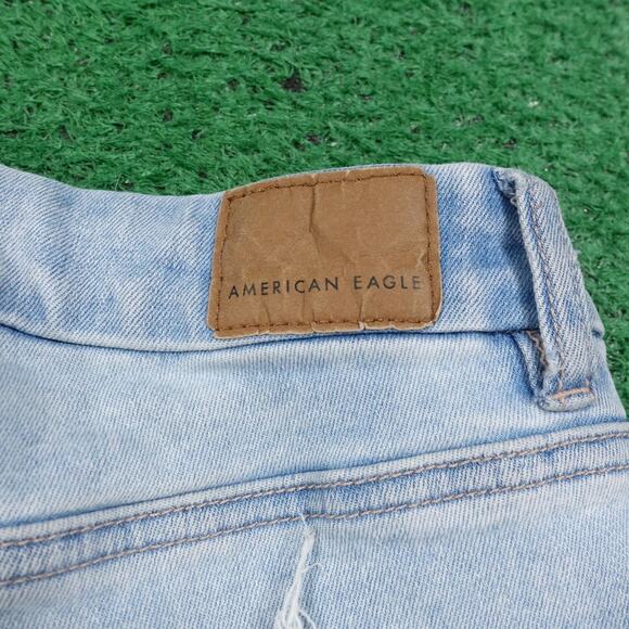 American Eagle Jeans Womens 8 Light Wash Curvy Hi Rise Jegging Ripped Stretch - Picture 7 of 11